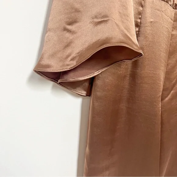 River Island Satin One-Shoulder Bronze Jumpsuit - Picture 9 of 12